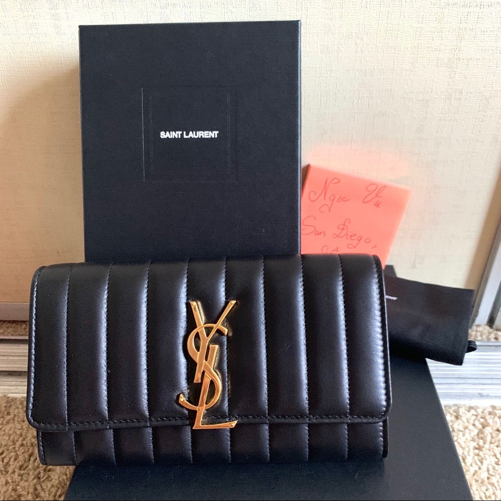 Saint Laurent Vicky Quilted Leather Long Wallet - Picture 3 of 14
